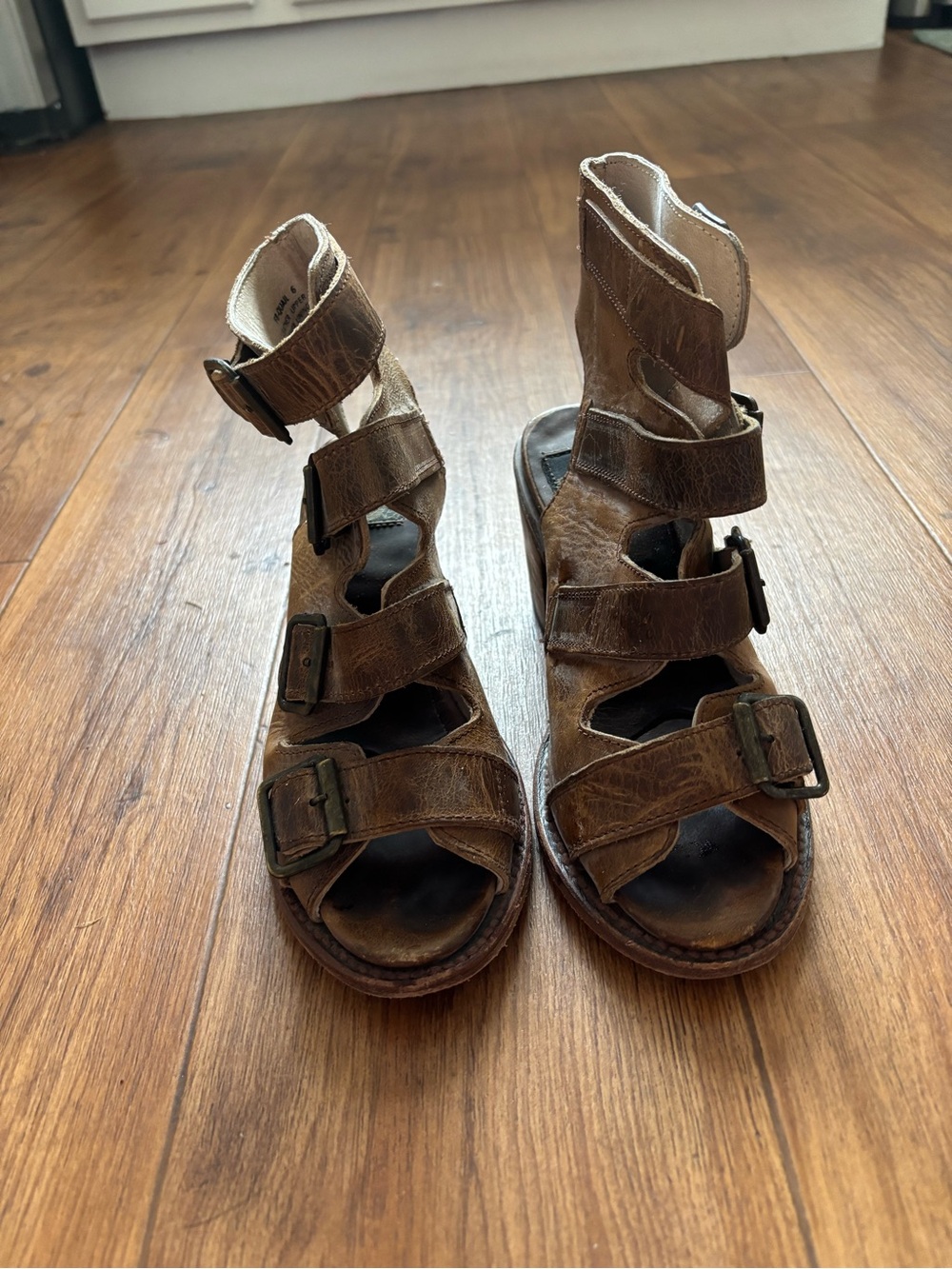 Freebird by Steven Brown Leather Strappy Platform Sandals